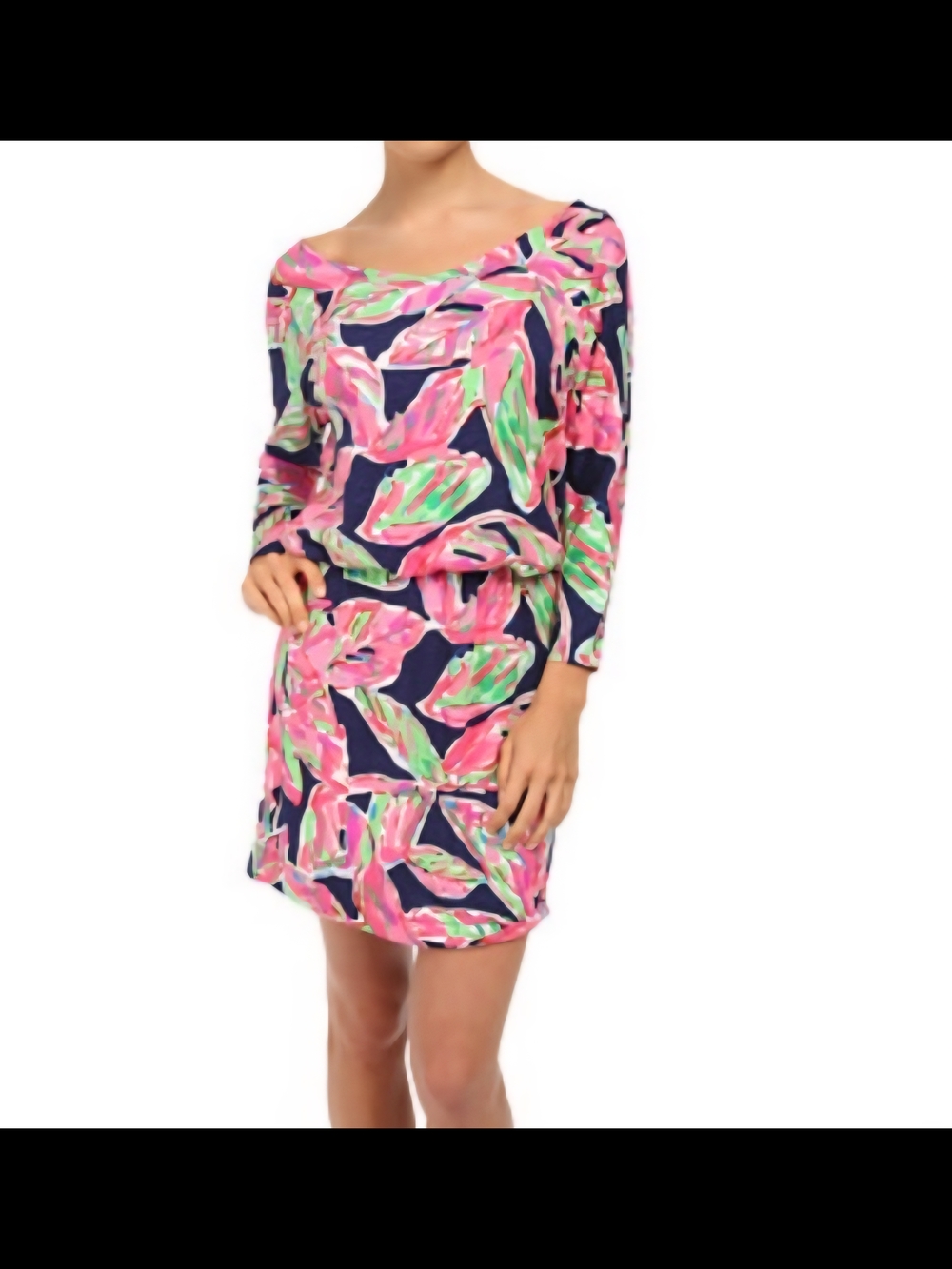 Lilly Pulitzer Women’s Navy Pink Tropical Print Swim Cover-Up Dress